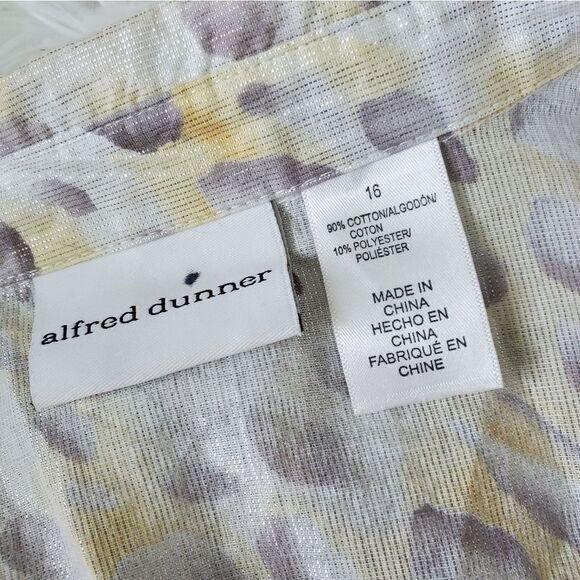 Alfred Dunner Animal Print Button Down Long Sleeve Blouse Size 16 - Picture 9 of 12